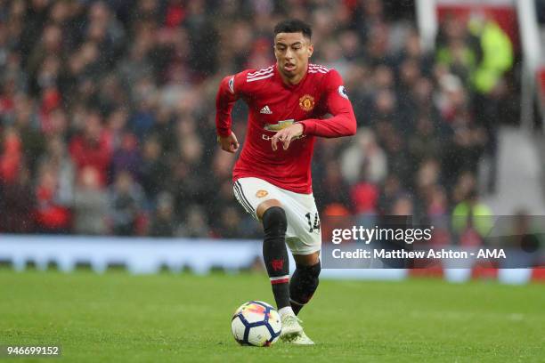 Jesse Lingard of Manchester United during the Premier League match between Manchester United and West Bromwich Albion at Old Trafford on April 15,...