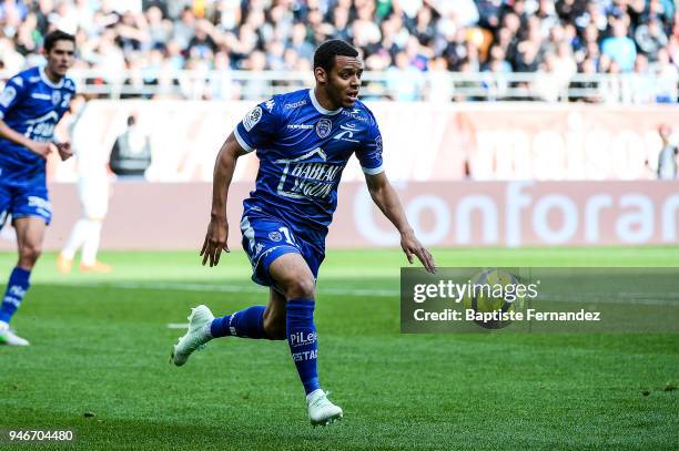 Johann Obiang of Troyes during the Ligue 1 match between Troyes Estac and Olympique de Marseille at Stade de l'Aube on April 15, 2018 in Troyes, .