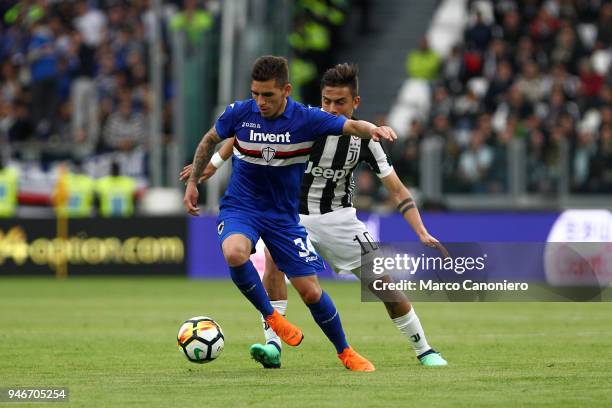 Lucas Torreira of UC Sampdoria in action during the Serie A football match between Juventus Fc and Uc Sampdoria . Juventus Fc wins 3-0 over Uc...