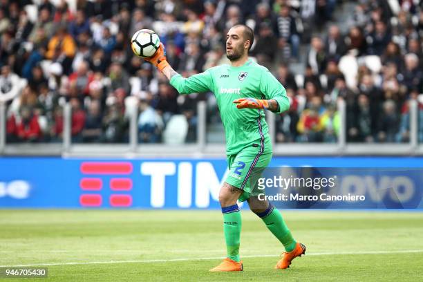 Emiliano Viviano of UC Sampdoria in action during the Serie A football match between Juventus Fc and Uc Sampdoria . Juventus Fc wins 3-0 over Uc...