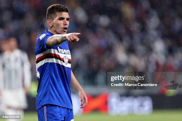 Lucas Torreira of UC Sampdoria during the Serie A football match between Juventus Fc and Uc Sampdoria . Juventus Fc wins 3-0 over Uc Sampdoria.