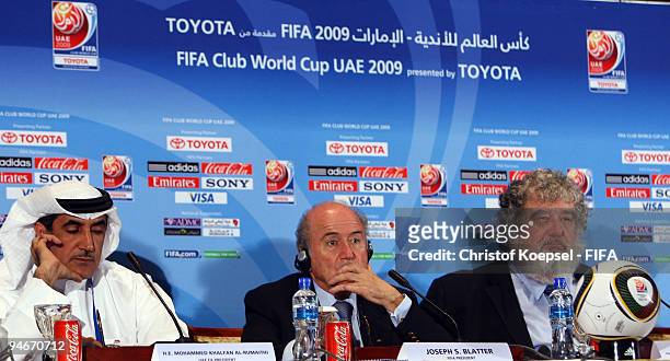 Mohammed Khalfan Al-Rumaithi, president of United Arabic Emirates football association, FIFA president Joseph Blatter and Chuck Blazer, chairman of...