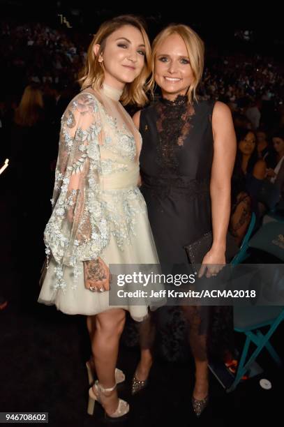 Julia Michaels and Miranda Lambert attend the 53rd Academy of Country Music Awards at MGM Grand Garden Arena on April 15, 2018 in Las Vegas, Nevada.