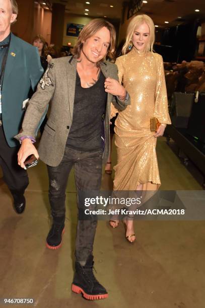 Keith Urban and Nicole Kidman attend the 53rd Academy of Country Music Awards at MGM Grand Garden Arena on April 15, 2018 in Las Vegas, Nevada.