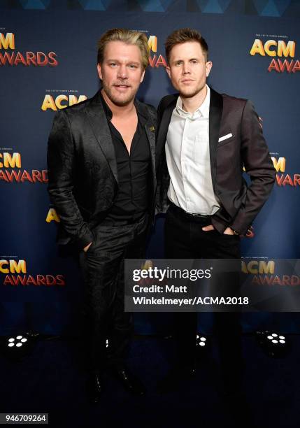 Craig Wayne Boyd and Trent Harmon attend the 53rd Academy of Country Music Awards at MGM Grand Garden Arena on April 15, 2018 in Las Vegas, Nevada.