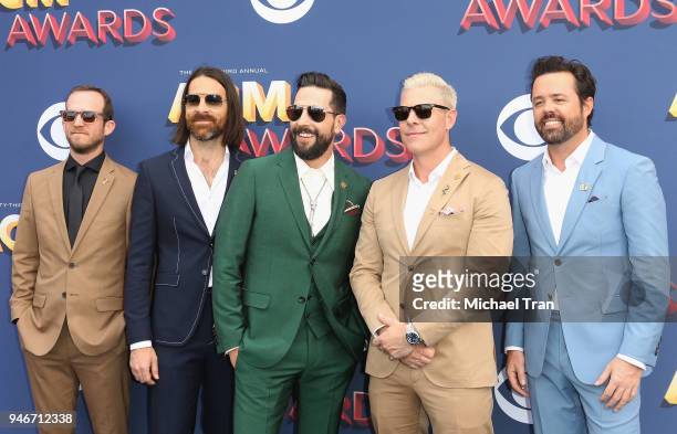 Whit Sellers, Geoff Sprung, Matthew Ramsey, Trevor Rosen, and Brad Tursi attend the 53rd Academy of Country Music Awards at MGM Grand Garden Arena on...