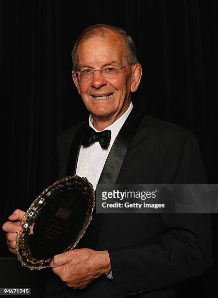 Cameron holds the Steinlager Salver for an Outstanding Contribution to New Zealand Rugby during the 2009 Steinlager New Zealand Rugby Awards at the...