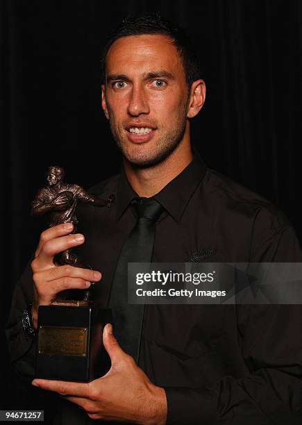 Zar Lawrence with the Richard Crawshaw Memorial Sevens Player of the Year during the 2009 Steinlager New Zealand Rugby Awards at Sky City Convention...