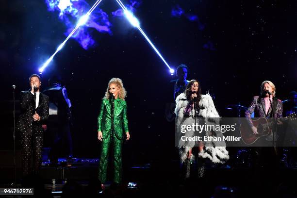 Jimi Westbrook, Kimberly Schlapman, Karen Fairchild and Philip Sweet of musical group Little Big Town perform onstage during the 53rd Academy of...