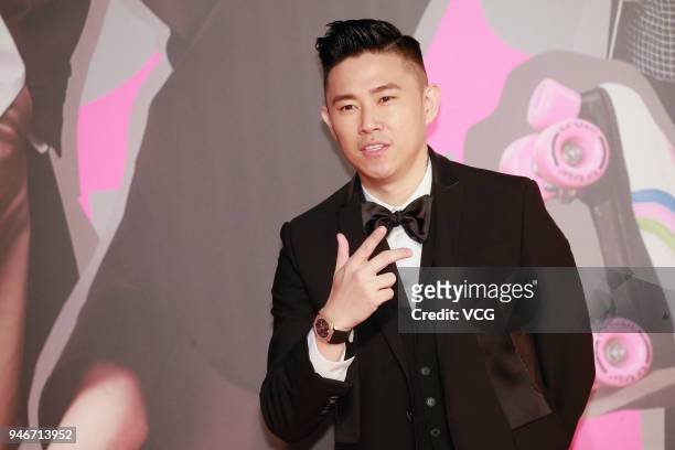 Rapper MC Jin Au-Yeung poses on red carpet of the 37th Hong Kong Film Awards ceremony at Hong Kong Cultural Centre on April 15, 2018 in Hong Kong,...