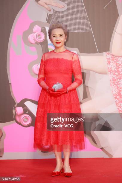 Actress Deanie Ip poses on red carpet of the 37th Hong Kong Film Awards ceremony at Hong Kong Cultural Centre on April 15, 2018 in Hong Kong, China.
