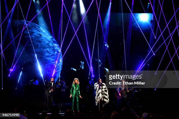 Jimi Westbrook, Kimberly Schlapman, Karen Fairchild and Philip Sweet of musical group Little Big Town perform onstage during the 53rd Academy of...