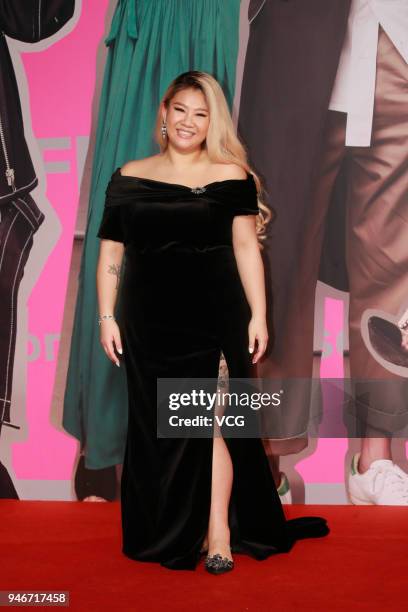 Actress Joyce Cheng poses on red carpet of the 37th Hong Kong Film Awards ceremony at Hong Kong Cultural Centre on April 15, 2018 in Hong Kong, China.