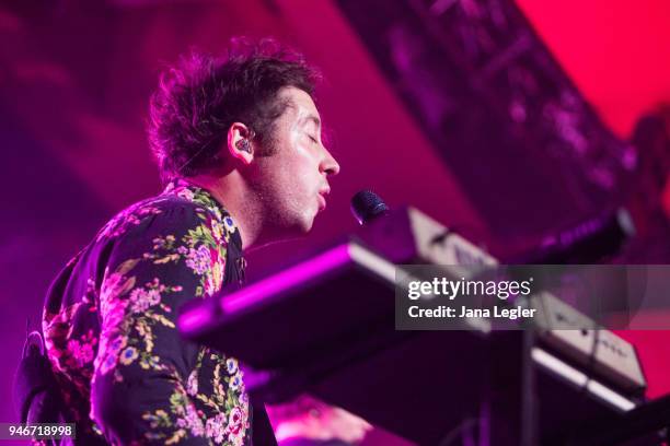 Matthew Murphy of The Wombats performs live on stage during a concert at the Astra Kulturhaus on April 15, 2018 in Berlin, Germany.