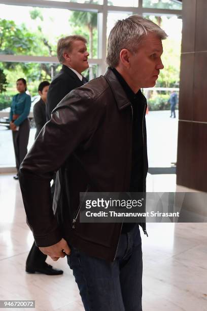 Russian Sport Minister Pavel Kolobkov is seen on arrival during day two of the SportAccord at Centara Grand & Bangkok Convention Centre on April 16,...