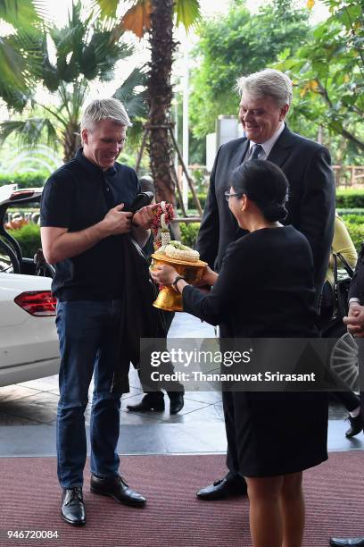 Russian Sport Minister Pavel Kolobkov is seen on arrrival during day two of the SportAccord at Centara Grand & Bangkok Convention Centre on April 16,...