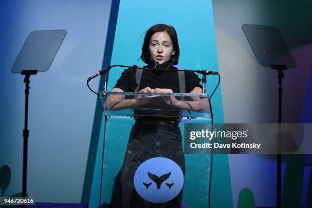 Alexis G. Zall speaks onstage during the 10th Annual Shorty Awards at PlayStation Theater on April 15, 2018 in New York City.