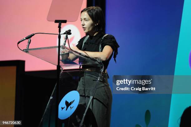 Alexis G. Zall speaks onstage during the 10th Annual Shorty Awards at PlayStation Theater on April 15, 2018 in New York City.