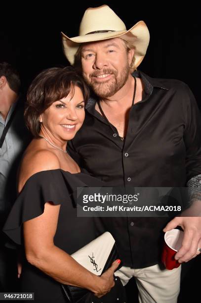 Toby Keith and Tricia Lucus attend the 53rd Academy of Country Music Awards at MGM Grand Garden Arena on April 15, 2018 in Las Vegas, Nevada.