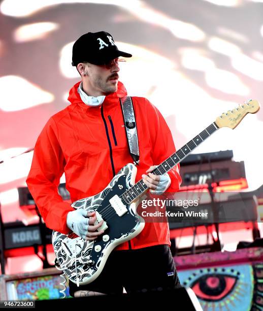 John Gourley of Portugal. The Man performs onstage during the 2018 Coachella Valley Music and Arts Festival Weekend 1 at the Empire Polo Field on...