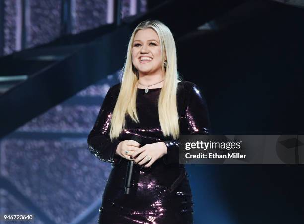 Kelly Clarkson performs onstage during the 53rd Academy of Country Music Awards at MGM Grand Garden Arena on April 15, 2018 in Las Vegas, Nevada.