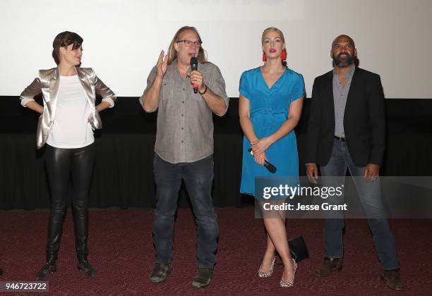 Maggie Grace, Greg Nicotero, Pollyanna McIntosh and Khary Payton attend AMC Survival Sunday The Walking Dead/Fear the Walking Dead on April 15, 2018...