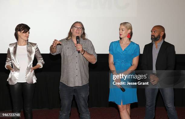 Maggie Grace, Greg Nicotero, Pollyanna McIntosh and Khary Payton attend AMC Survival Sunday The Walking Dead/Fear the Walking Dead on April 15, 2018...