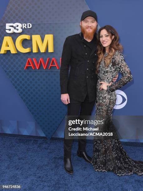 Eric Paslay and Natalie Harker attend the 53rd Academy of Country Music Awards at MGM Grand Garden Arena on April 15, 2018 in Las Vegas, Nevada.