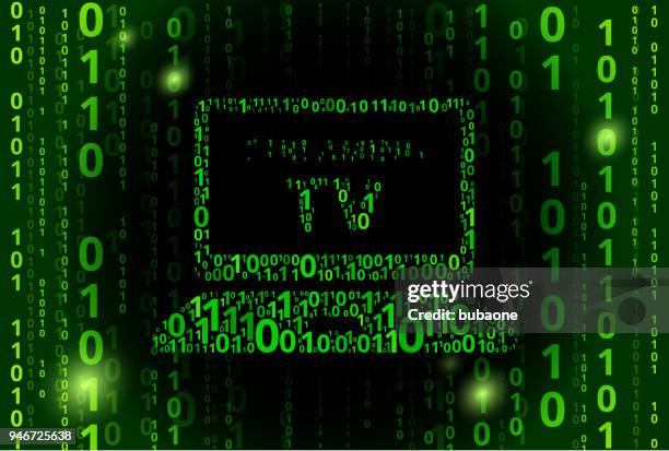 tv on laptop binary code vector pattern background - big screen data stock illustrations