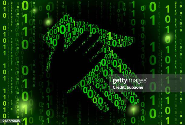 holding hand binary code vector pattern background - virtual teacher stock illustrations