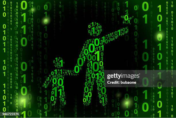 child & teacher binary code vector pattern background - virtual teacher stock illustrations