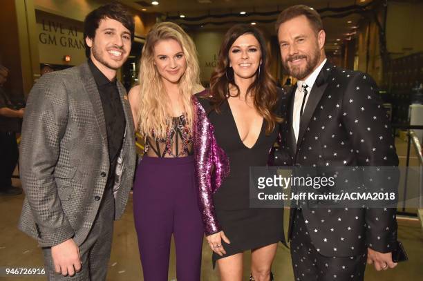 Morgan Evans, Kelsea Ballerini, Karen Fairchild, and Jimi Westbrook attend the 53rd Academy of Country Music Awards at MGM Grand Garden Arena on...
