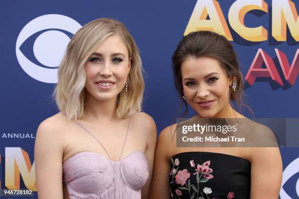 Madison Marlow and Taylor Dye attend the 53rd Academy of Country Music Awards at MGM Grand Garden Arena on April 15, 2018 in Las Vegas, Nevada.