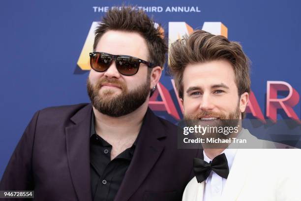 The Swon Brothers attend the 53rd Academy of Country Music Awards at MGM Grand Garden Arena on April 15, 2018 in Las Vegas, Nevada.