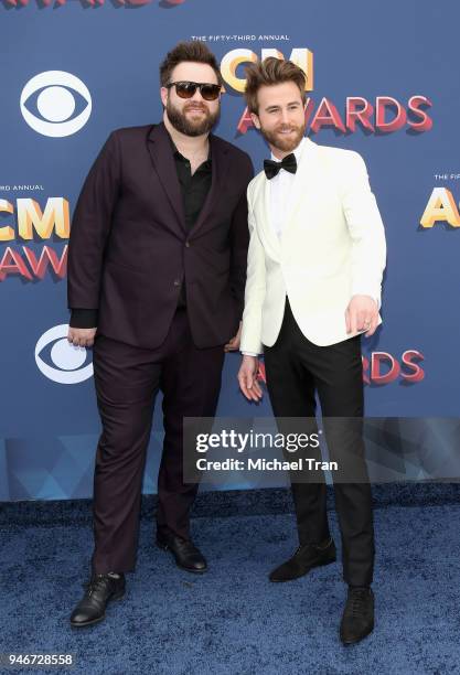 The Swon Brothers attend the 53rd Academy of Country Music Awards at MGM Grand Garden Arena on April 15, 2018 in Las Vegas, Nevada.