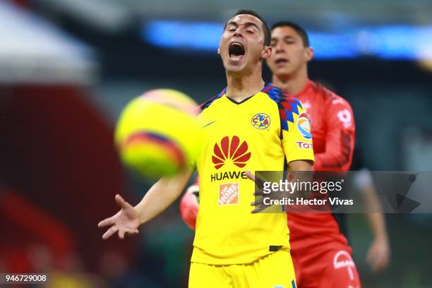 Paul Aguilar of America reacts during the 15th round match between America and Monterrey as part of the Torneo Clausura 2018 Liga MX at Azteca...