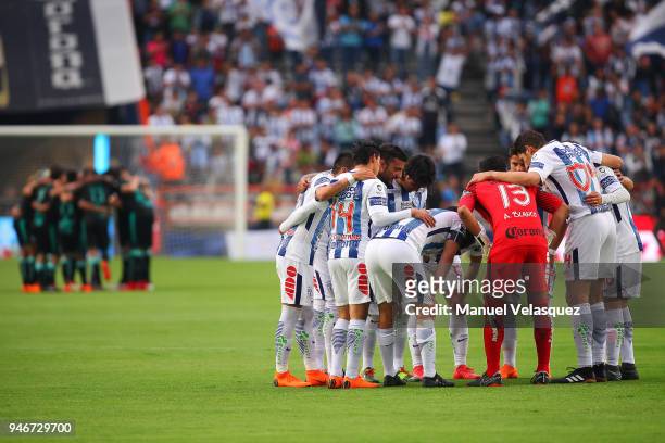 Players of Pachuca gather prior the 15th round match between Pachuca and Santos Laguna as part of the Torneo Clausura 2018 Liga MX at Hidalgo Stadium...