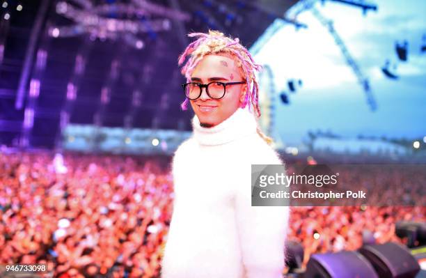 Lil Pump performs onstage during the 2018 Coachella Valley Music and Arts Festival Weekend 1 at the Empire Polo Field on April 15, 2018 in Indio,...