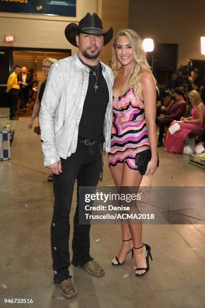 Jason Aldean and Brittany Kerr attend the 53rd Academy of Country Music Awards at MGM Grand Garden Arena on April 15, 2018 in Las Vegas, Nevada.