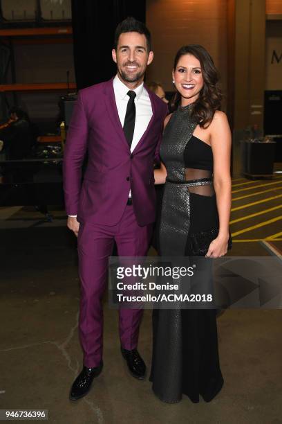 Jake Owen and Erica Hartlein attend the 53rd Academy of Country Music Awards at MGM Grand Garden Arena on April 15, 2018 in Las Vegas, Nevada.