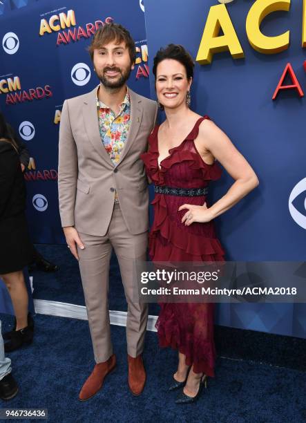 Dave Haywood of Lady Antebellum, and Kelli Cashiola attends the 53rd Academy of Country Music Awards at MGM Grand Garden Arena on April 15, 2018 in...