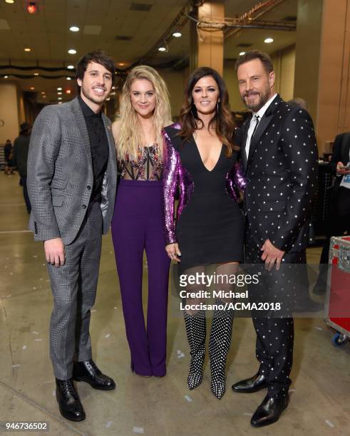 Morgan Evans , Kelsea Ballerini, Karen Fairchild and Jimi Westbrook attend the 53rd Academy of Country Music Awards at MGM Grand Garden Arena on...