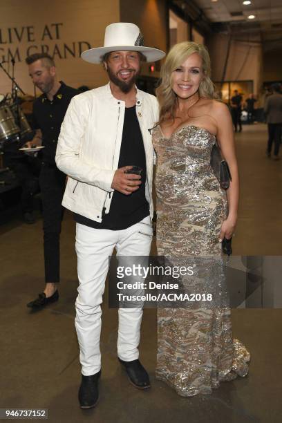 Preston Brust and Kristen White attend the 53rd Academy of Country Music Awards at MGM Grand Garden Arena on April 15, 2018 in Las Vegas, Nevada.