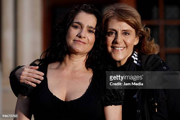 Actresses Gabriela Roel and Julieta Egurrola during the presentacion of the new mexican tv soap opera 'La Loba' of TV Azteca on December 16, 2009 in...