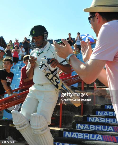 Makhaya Ntini of South Africa walks out to bat in his 100th Test during day 2 of the 1st Test match between South Africa and England from Supersport...