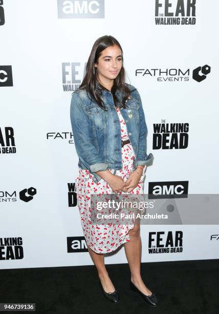 Actress Alanna Masterson attends "Survival Sunday: The Walking Dead and Fear The Walking Dead" at AMC Century City 15 theater on April 15, 2018 in...