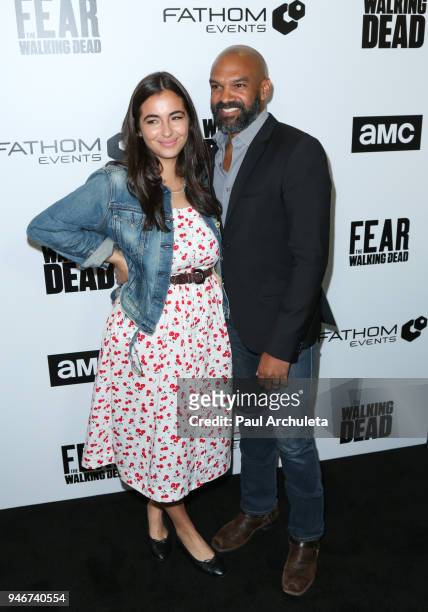 Actors Alanna Masterson and Khary Payton attend "Survival Sunday: The Walking Dead and Fear The Walking Dead" at AMC Century City 15 theater on April...