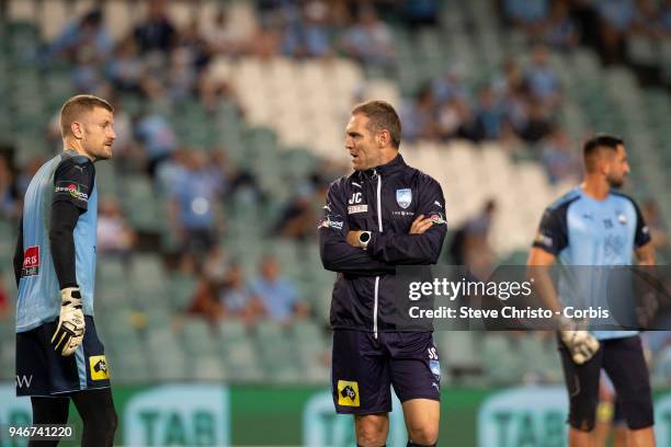 Head Goalkeeping Coach John Crawley of Sydney during warm up in the round 27 A-League match between the Sydney FC and the Melbourne Victory at...