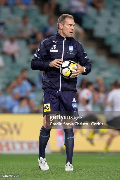 Head Goalkeeping Coach John Crawley of Sydney during warm up in the round 27 A-League match between the Sydney FC and the Melbourne Victory at...