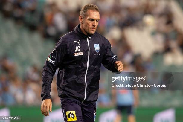 Head Goalkeeping Coach John Crawley of Sydney during warm up in the round 27 A-League match between the Sydney FC and the Melbourne Victory at...